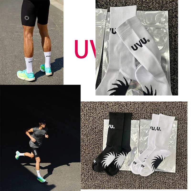 (ไม่ใช่ของขวัญ)พร้อมส่ง!! UVU Running Sock (Black/White)ถุงเท้ากีฬา ถุงเท้าขายาว