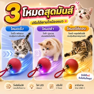 【พร้อมส่ง】ลูกบอลแมวอัจฉริยะ ของเล่นแมวไฟฟ้า วิ่งอัตโนมัติ USB Type-C ลูกบอลแมวอินเตอร์แอคทีฟ แมวเล่นเองได้ทั้งวัน