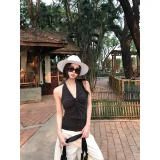 เสื้อแขนกุดคอเต่า เสื้อกล้ามคอหอยคอวี ผูกหน้า มินิมอล สไตล์แคชชวล ใส่ไปเที่ยว สาวแซ่บใส่ได้ #1502436