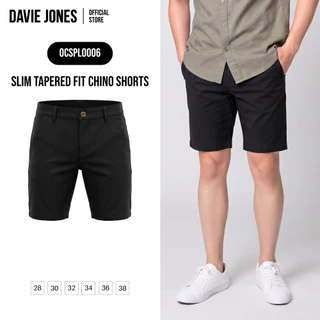 DAVIE JONES [BE FEARLESS] กางเกงชิโนขาสั้นผู้ชาย Slim Tapered Fit Chino Shorts สีดํา PL0006