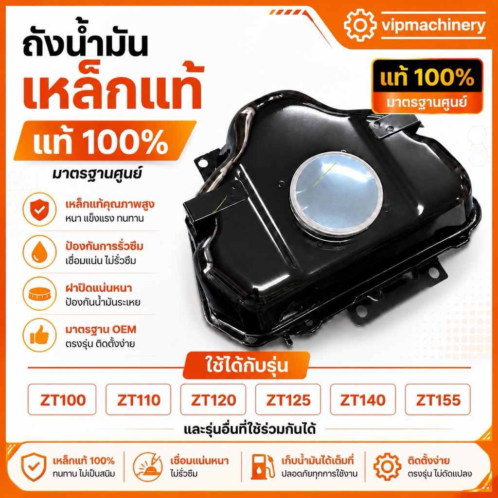 ถังน้ำมัน คูโบต้า ZT Plus รุ่น ถังเหล็ก ZT100 ZT110 ZT120 ZT125 ZT140 ZT155 ถังน้ำมันเหล็ก