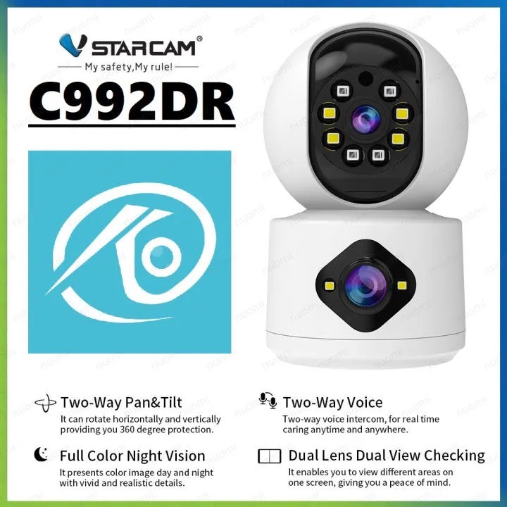 Vstarcam C992DR(เลนส์คู่) ใหม่ล่าสุด กล้องวงจรปิดไร้สาย ความ ละเอียด 2MP indoor