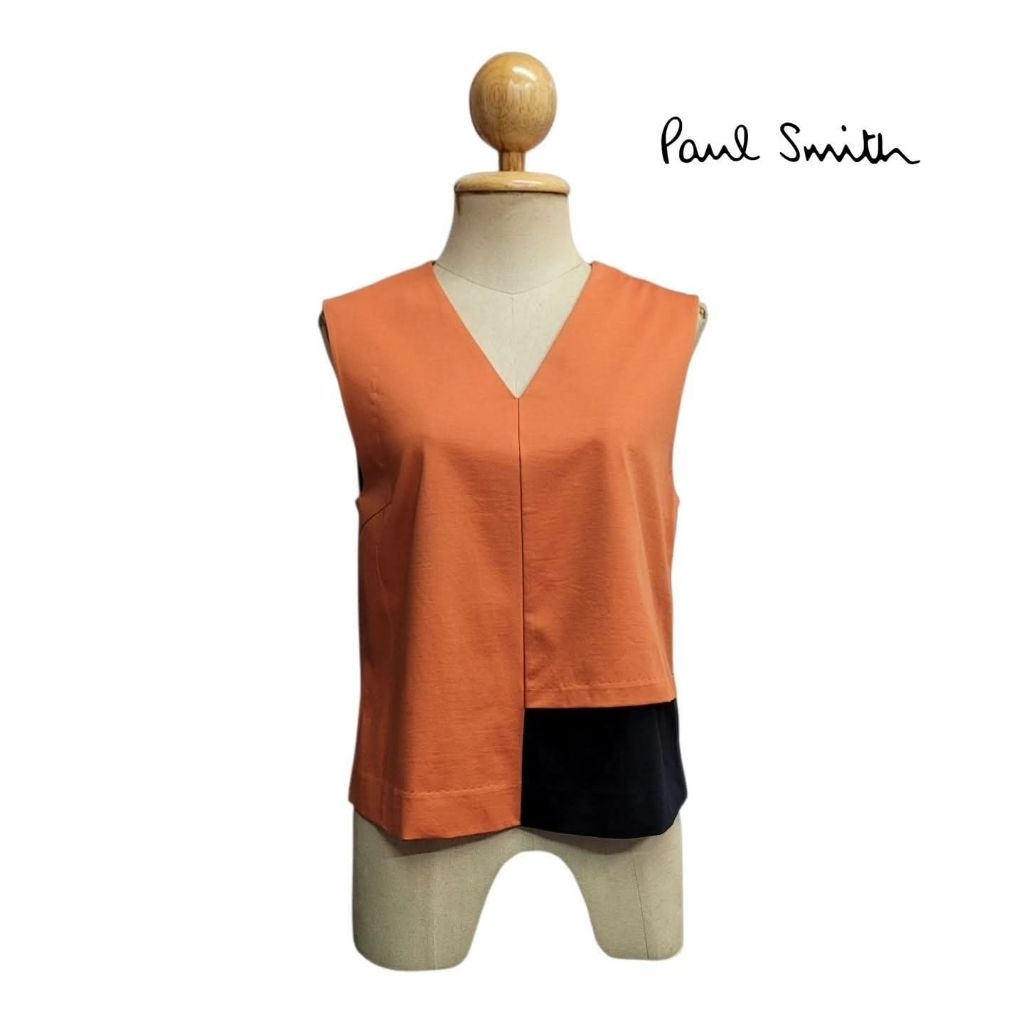 Colour-Block V-neck Sleeveless Top