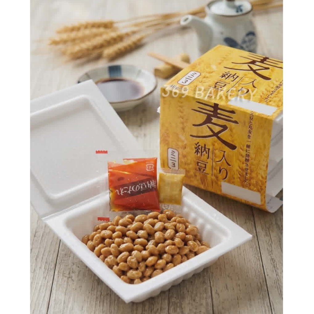 ถั่วนัตโตะผสมข้าวบาร์เลย์ โออิชิ มูกิ อิรินัตโตะ (ถั่วเหลืองหมักพร้อมซอสปรุงรสและมัสตาร์ด) 3 ถ้วย น้ำหนัก 120 กรัม