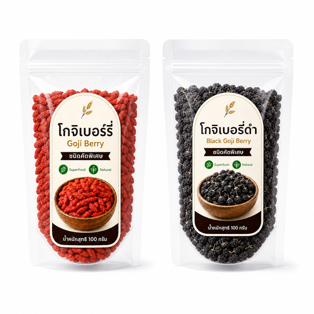 โกจิเบอร์รี่แดง โกจิเบอร์รี่ดำ Premium Superfood | Goji Berry เกรดพรีเมียม คัดพิเศษ อาหารสุขภาพ
