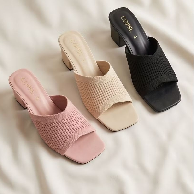 รองเท้าสวม แบบผ้าไหมพรม Size 36-44 ยืดตามเท้า สวยเก๋ใส่สบาย สูง 2 นิ้ว สไตล์เกาหลี ทรงกำลังฮิต มาแรงมากๆคะว
