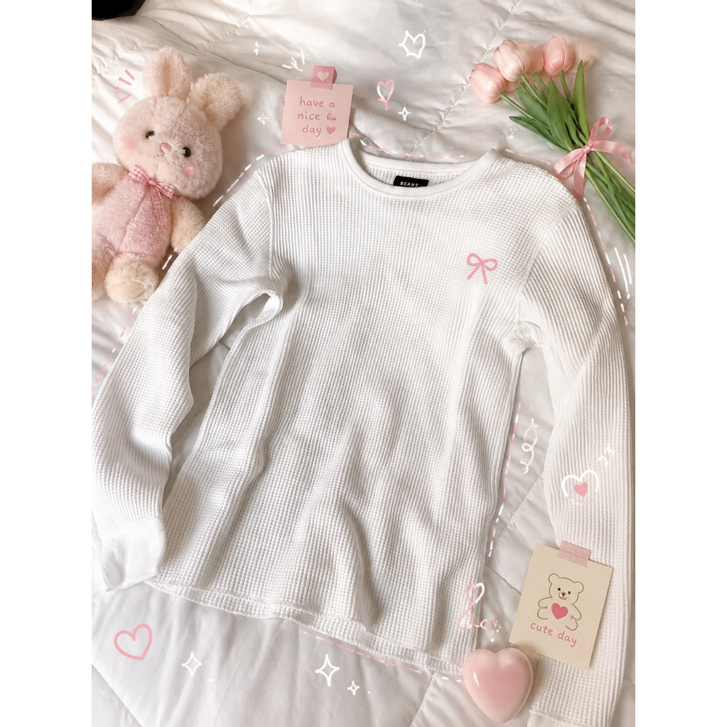 beams เสื้อแขนยาวสีขาว