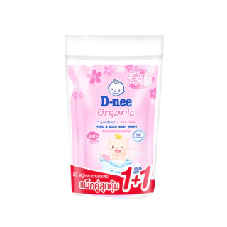 [แพ็คคู่ ซื้อ1แถม1] D-nee ดีนี่ ออร์แกนิค สบู่เหลวอาบและสระ กลิ่นซากุระ 350+350 มล., สีชมพู