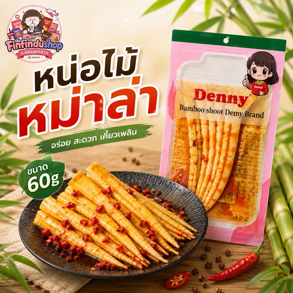 หน่อไม้หม่าล่า Mala Bamboo Shoots 60g.
