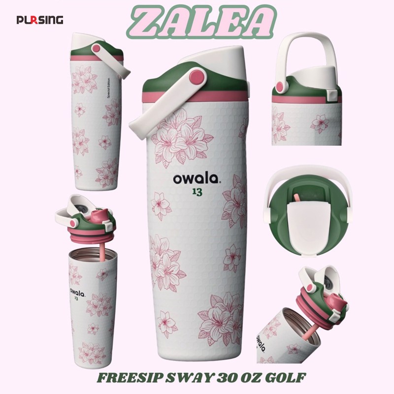 【แถม - หลอดสแตนเลส】ขวดน้ำ Owala FreeSway รุ่นกอล์ฟดอกกุหลาบภูเขา 30oz เก็บความเย็นได้นาน กันรั่ว