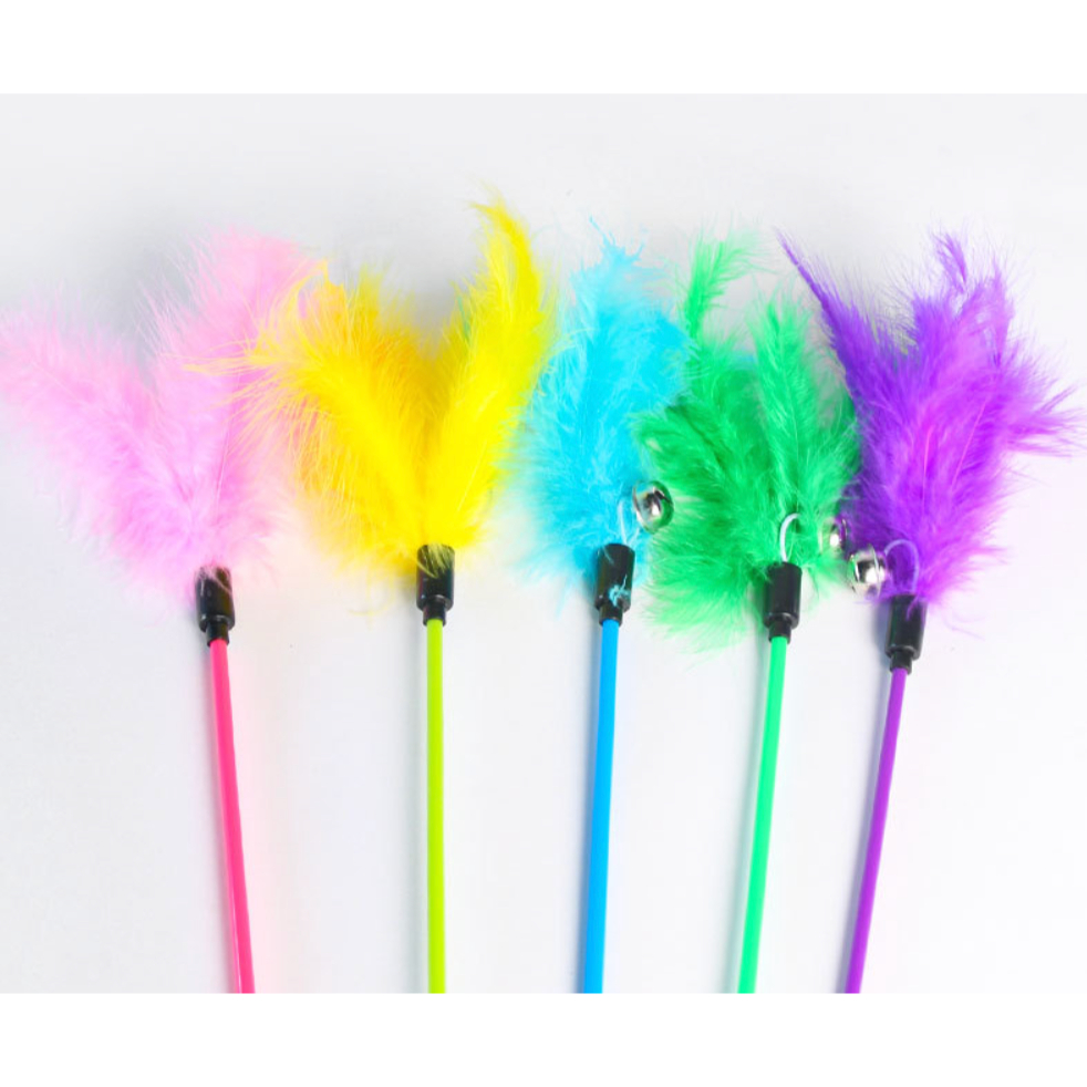 PP-1690 ไม้ตกแมวขนนก ไม้ยาว มีกระดิ่ง เล่นสนุก ล่อใจแมวสุดๆ พร้อมส่ง
