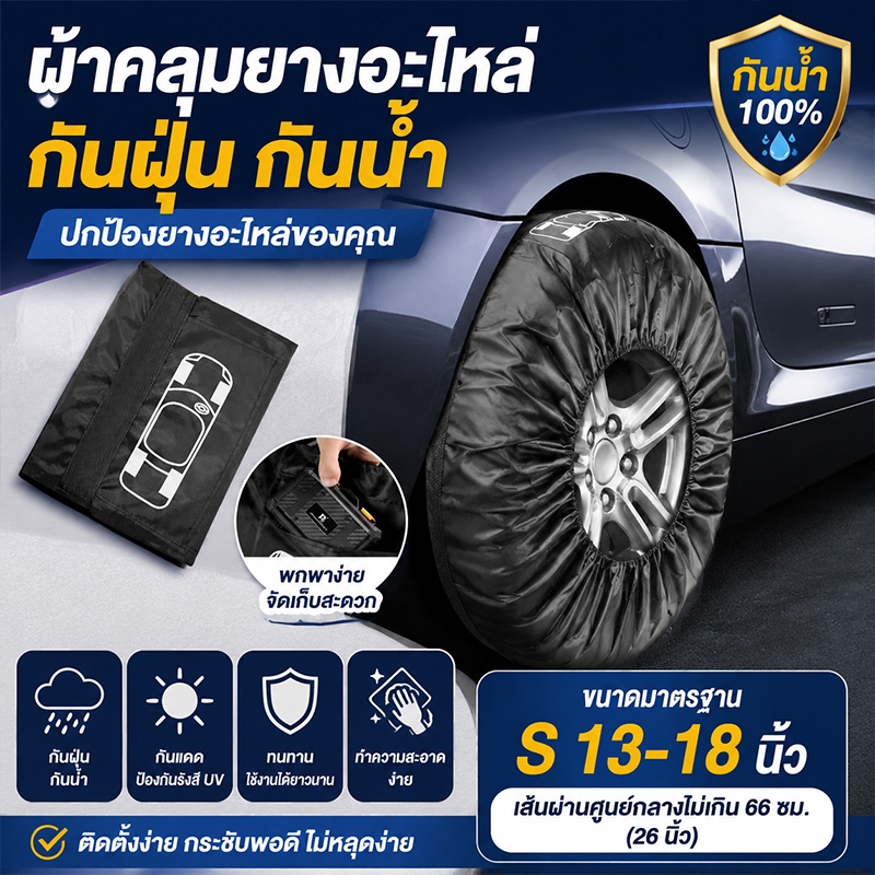 กระเป๋าเก็บยางรถยนต์ ถูกสุดส่งด่วน ผ้าคลุมเก็บรักษาล้อยางอะไหล่13-18 นิ้ว SUV ช่วยกันโคลนเปื้อนรถสกป