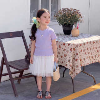 PRINCESS KESLI เสื้อยืดเด็กผู้หญิง เสื้อแขนสั้นเด็ก เสื้อผ้าเด็กผู้หญิง สวมใส่สบาย สัมผัสนุ่ม 2-12 ปี