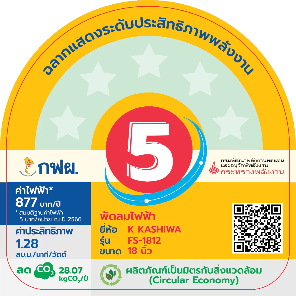 Kashiwa พัดลมตั้งพื้น ขนาด 18 นิ้ว รุ่น FS-1812  พัดลมตั้งโต๊ะ พัดลมอุตสาหกรรม thumbnail 7