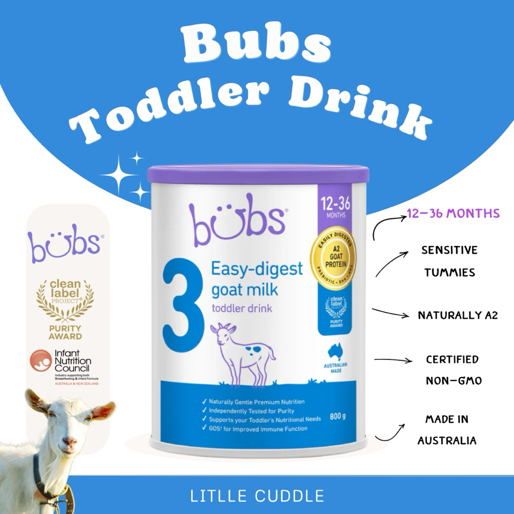 นมแพะ 🥛🐐พร้อมส่ง Bubs Goat Milk A2 (Bubs Goat A2) จากออสเตรเลีย สำหรับเด็ก 12-36 เดือน พร้อมส่งจากไท