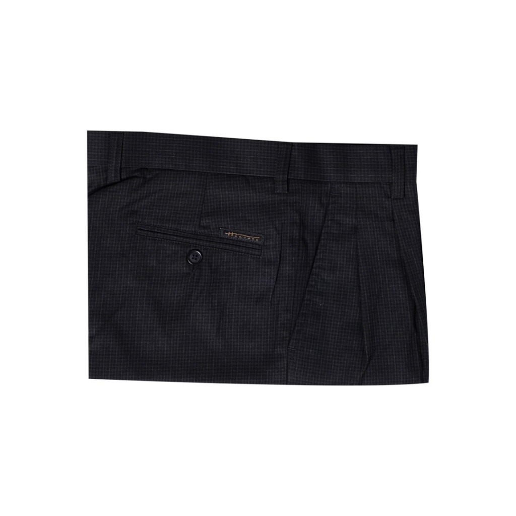 Hazard กางเกงทำงานกางเกงขายาวลายสก๊อต2จีบ Linen Silk (ลินิน) สีกากี