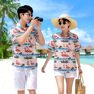 เสื้อเชิ้ตฮาวาย เสื้อสงกรานต์ลายดอกสไตล์เกาหลี ใส่ได้ทั้งชายและหญิง Hawaii