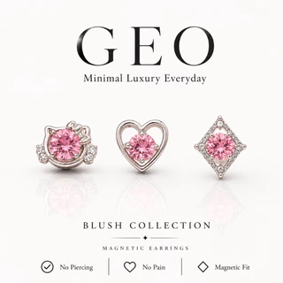 GEO ต่างหูแม่เหล็ก ไม่ต้องเจาะ Blush Collection | Crown / Heart / Classic | Hypoallergenic Nickel Free
