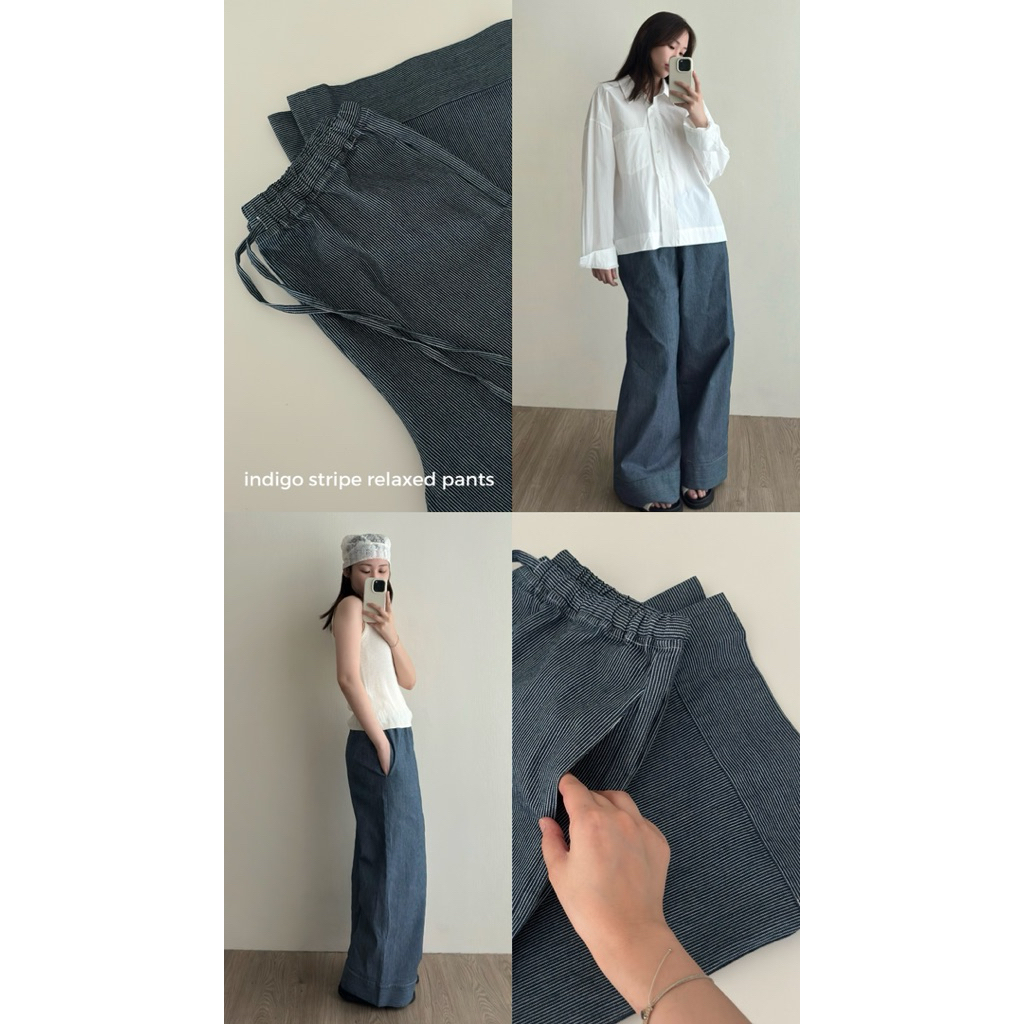 FADTHINGS : Indigo stripe relaxed pants 🦔🍄✨