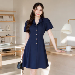 Modish | Sandy Dress | เดรสทำงานคอปก แต่งกระดุมหรู