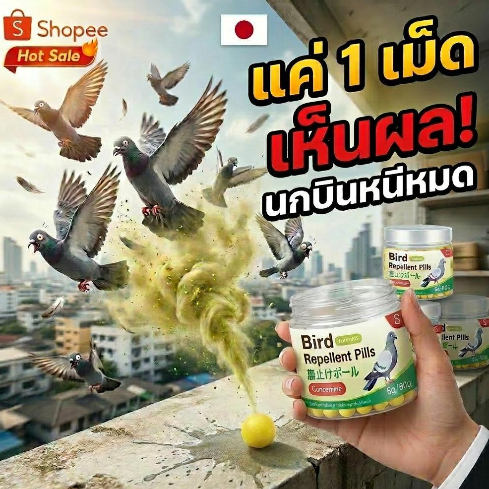 นกไม่กล้าเข้ามาในรัศมี 1000 เมตร ไล่นก ก้อนไล่นก ยาไล่นก เห็นผลไว ปลอดภัย ไร้สารพิษ ป้องกันยาวนาน วางใช้ได้ทันที 6 เม็ด