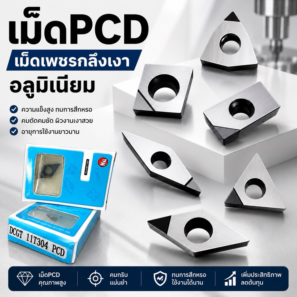 เม็ดมีด PCD กลึงเงา สำหรับอลูมิเนียม