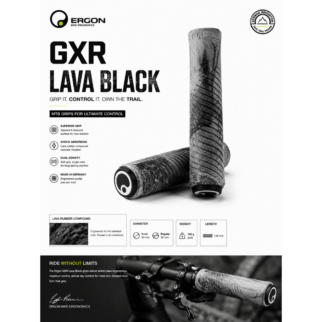 ปลอกแฮนด์ เสือภูเขา MTB26 Ergon GXR Lava Black แบบสุ่ม สีไม่ซ้ำ