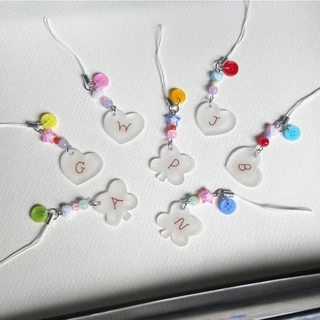 ꒰พร้อมส่ง 1-3 วัน꒱ keychain V2. พวงกุญแจตัวอักษร หัวใจ ใบโคลเวอร์ใส 🌼🍥🫧
