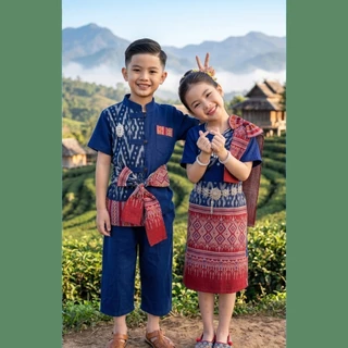 ชุดไทยเด็ก ล้านนา ชุดผ้าฝ้ายพื้นเมือง เนื้อนุ่ม ตัดเย็บเนี๊ยบ มีทั้งของเด็กชายและหญิง มี6ไซส์ สำหรับเด็กหนัก 10-40 kg