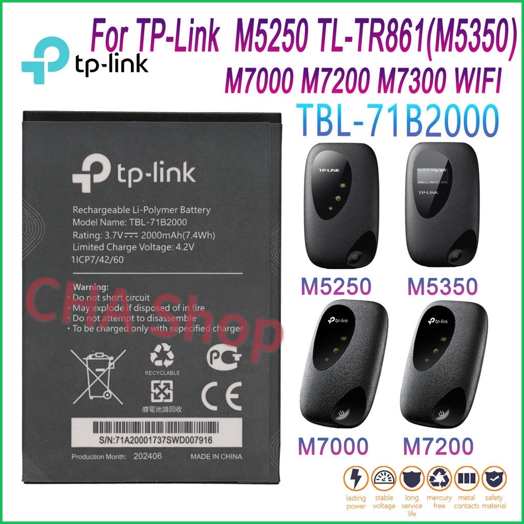 แบตเตอรี่ For TP-LINK M7350 4G LTE Mobile Wi-Fi M5250 TL-TR861(M5350)M7000 M7200 M7300 WIFI battery 