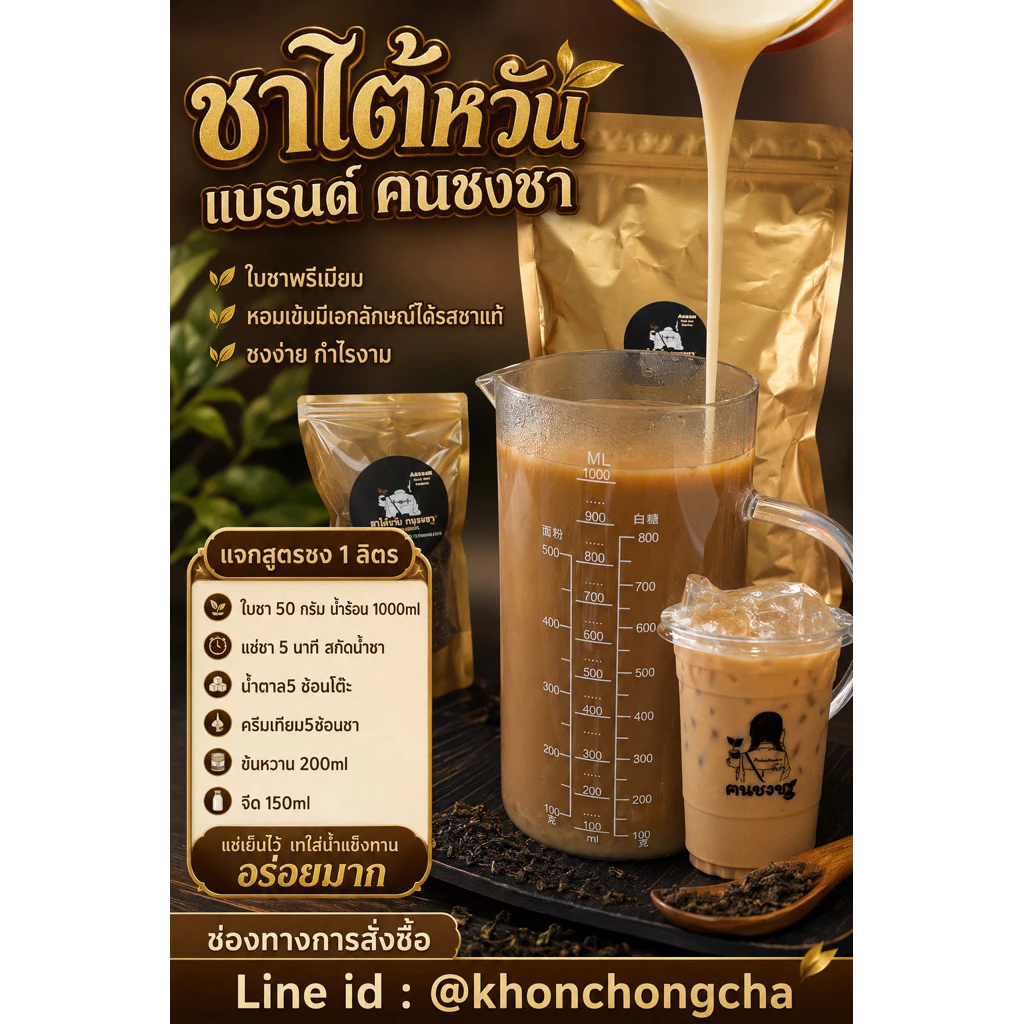 ชานมไต้หวันพรีเมียม ฅนชงชา ใบชาแท้100%