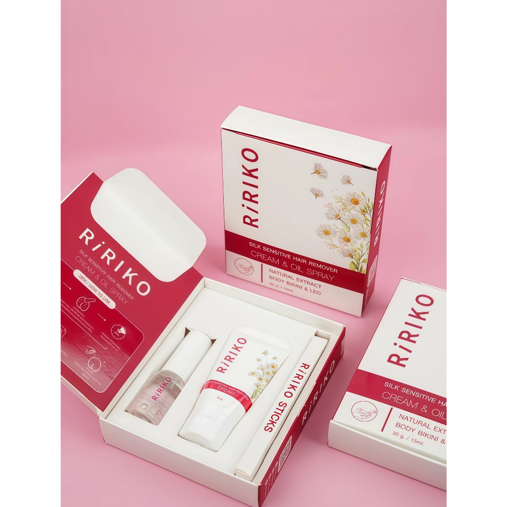 RIRIKO SILK SENSITIVE HAIR REMOVER CREAM & OIL SPRAY ผลิตภัณฑ์กำจัดขนริริโก๊ะ Body รักแร้ ขน รักแร้ ขาแขน บิกินน