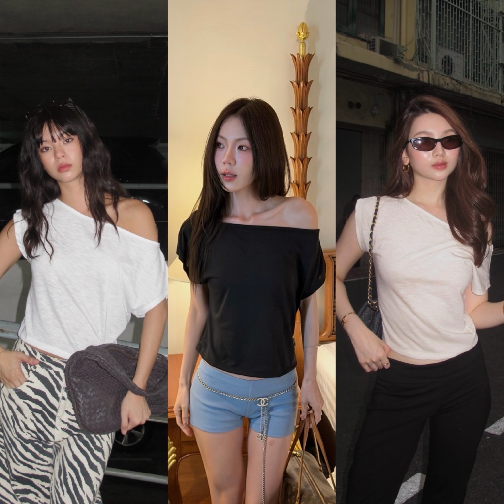 MALIMAYS - Claire Neck Top เสื้อปาดไหล่ ผ้าสลาฟ