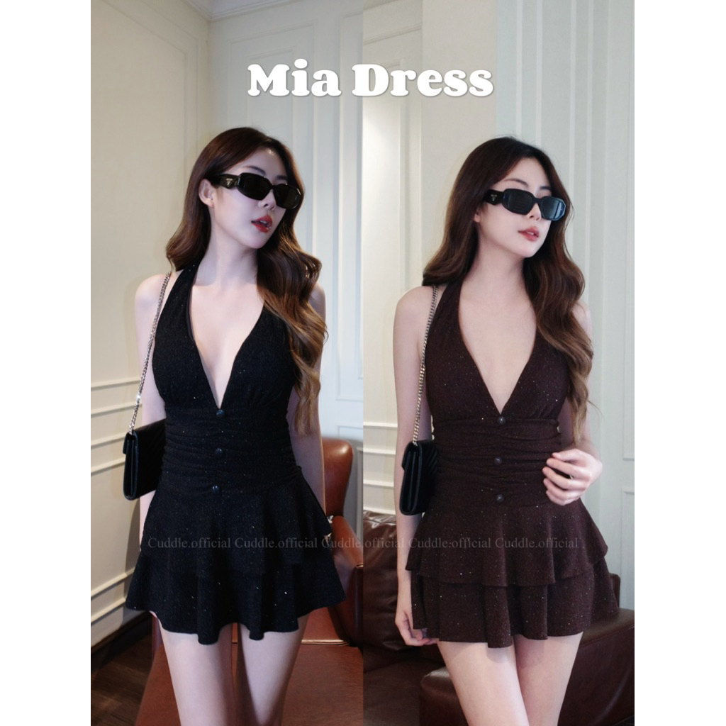 Cuddle.official - Mia Dress🥂 (เดรสคล้องคอผ้าวิ้ง)
