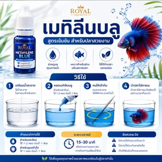 เมทิลีน บลู ปรับสภาพน้ำ ลดเชื้อราและแบคทีเรีย สำหรับปลาสวยงาม ใช้ได้กับปลาทุกชนิด