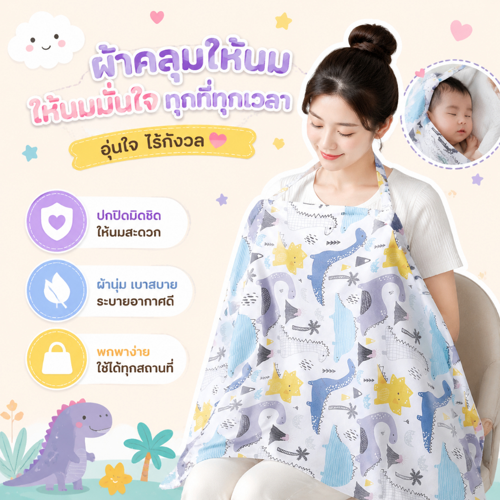 เด็กอ่อน ผ้าคลุมให้นม ปั๊มนม พร้อมถุงพกพา มีมุ้งในตัว ผ้าคลุมให้นม ระบายอากาศได้ดี สบายตัว