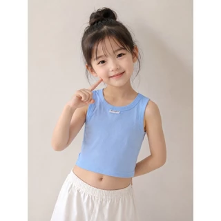 Hania kids พร้อมจัดส่ง เสื้อกล้ามแขนกุดแฟชั่นเด็กผู้หญิงสีพื้น ผ้านิ่มใส่สบาย ผ้าฝ้าย K3120037
