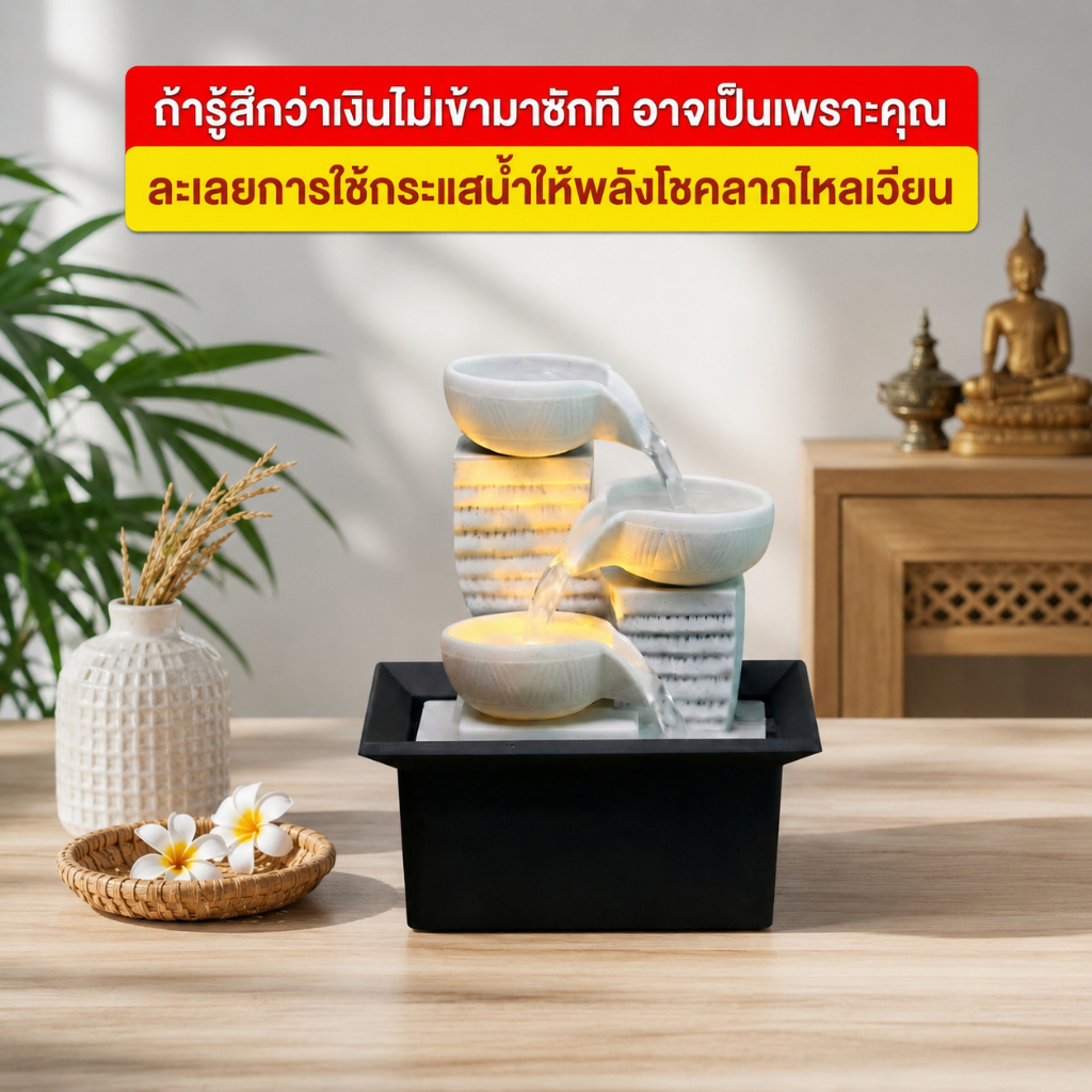 น้ำพุตั้งโต๊ะ น้ำพุฮวงจุ้ยมินิมอล เสริมดวงโต๊ะทำงาน สายมู เรียกทรัพย์ มีไฟLED เสียงเงียบ บางบ้านเงินไม่เข้า เพราะพลังงาน