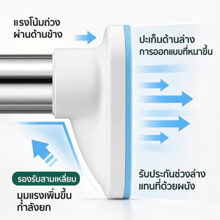 ราวตากผ้ายืดหดได้ ราวแขวนผ้าสแตนเลส ไม่ต้องเจาะผนัง ท่อ 22 มม. แข็งแรง ปรับความยาวได้ ราวม่านอเนกประสงค์