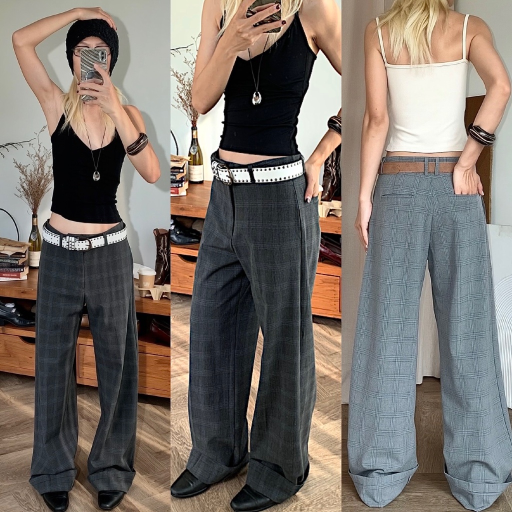[ผ้าดีทรงสวยคลาสสิก ช,ญใส่ได้]ลด30%+ร้าน100฿+ส่งด่วนฟรี! Fashionstore-Scottish charm trousers-กางเกงขายาว(867)