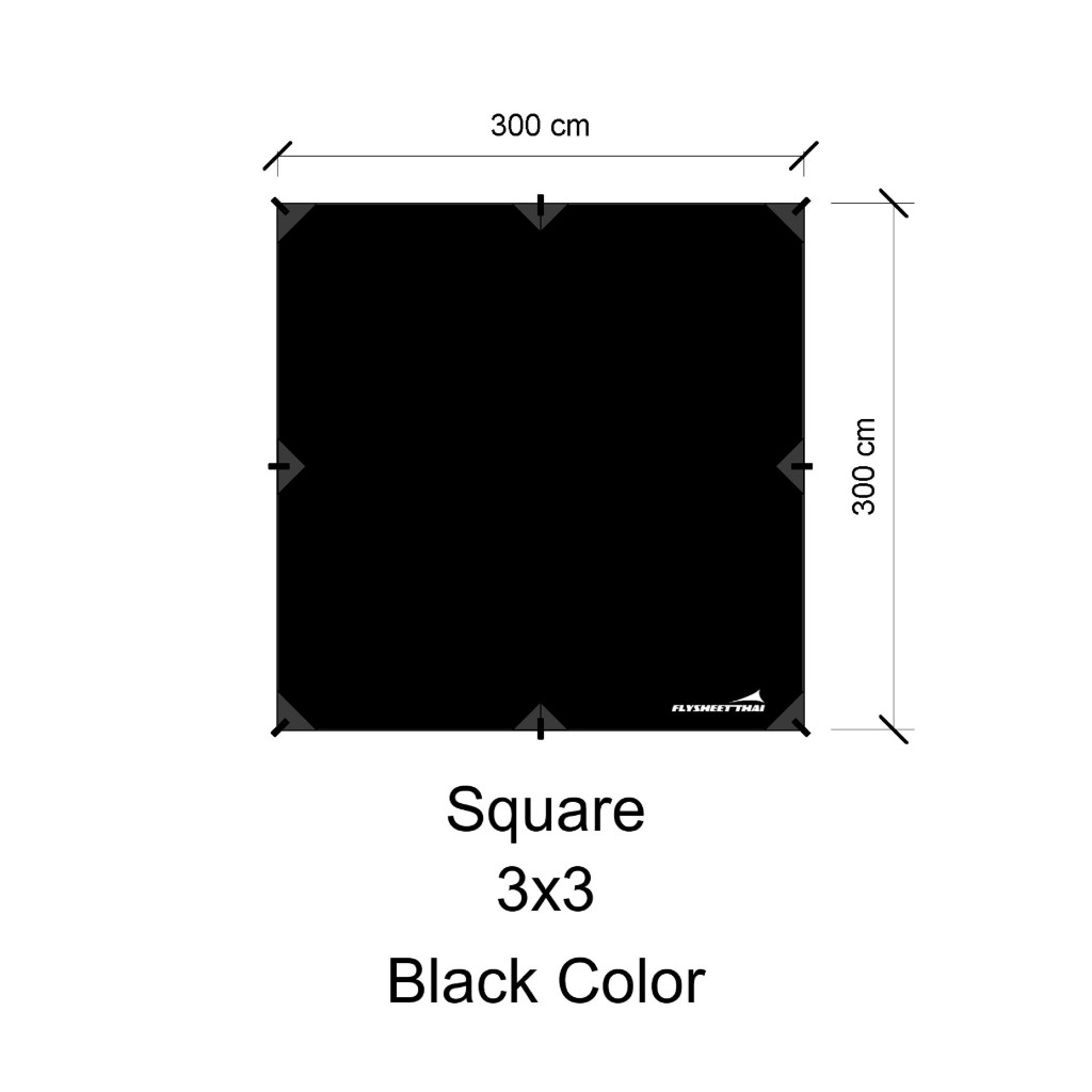 ฟลายชีท ทาร์ป TARP 3.5x4.5 ผืนผ้า  70d Coatblack เคลือบดำ กันน้ำ100% ฟลายชีทไทย flysheetthai