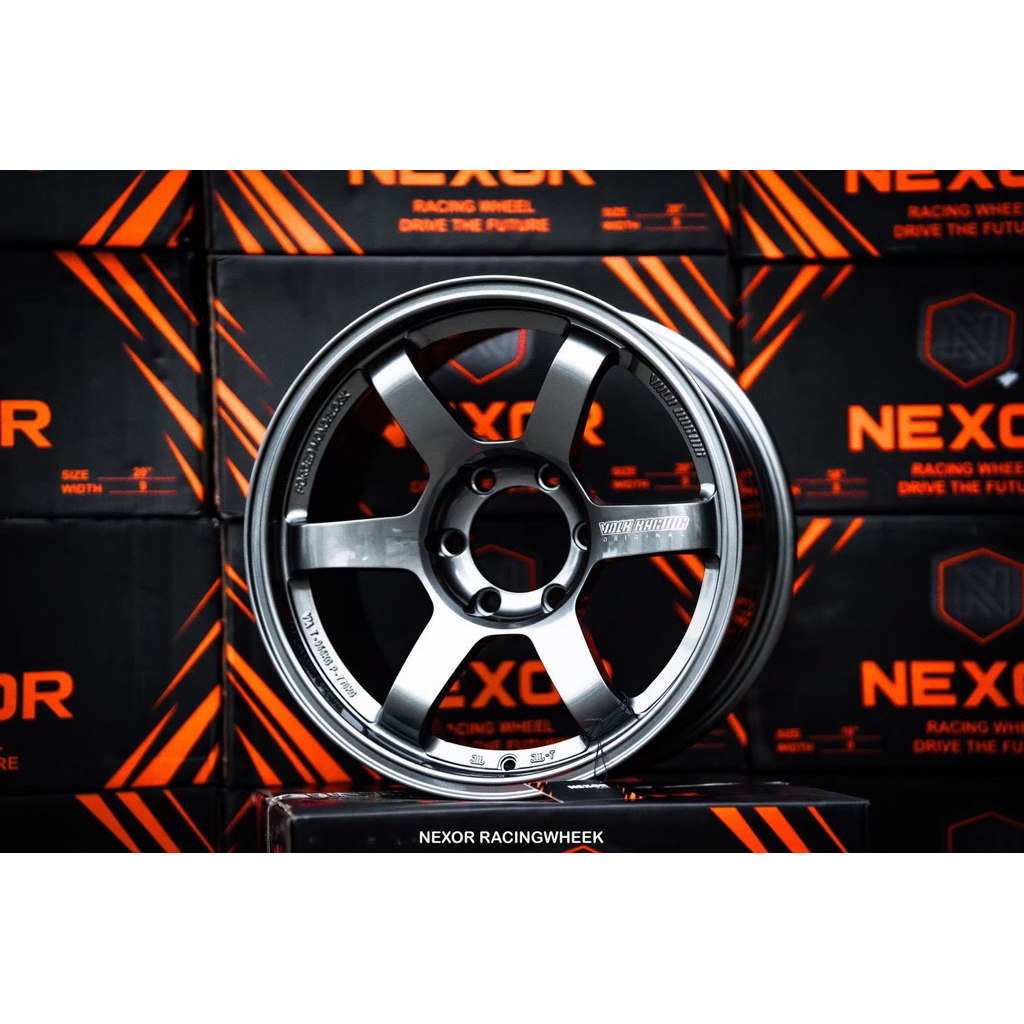 NEXOR TE37 ก้านยกสีเทากัลเงาหยอดขาว R18/6H139.7 9.0 ET.0 (4วง)