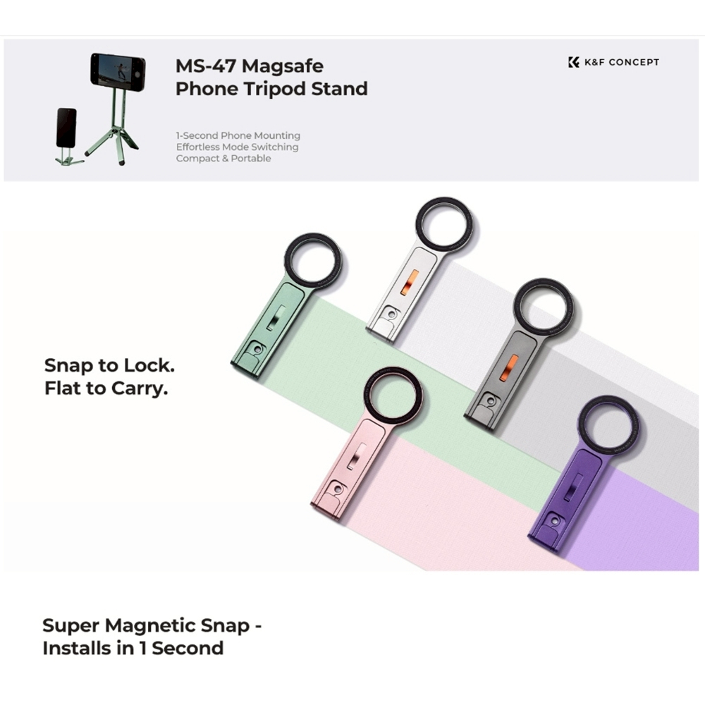 K&F Concept Magnetic Phone Tripod Stand KF31.139 ขาตั้งมือถือแม่เหล็ก พับได้ ขาตั้งมือถือพกพา MagSafe