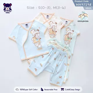 Mami Baby ชุดเด็กผ้าดูด เสื้อแขนสั้น+กางเกง ไซส์ 0-3M, 3-6M ผ้าคอตตอนนุ่มๆ (1 ชุด) | Babytrend