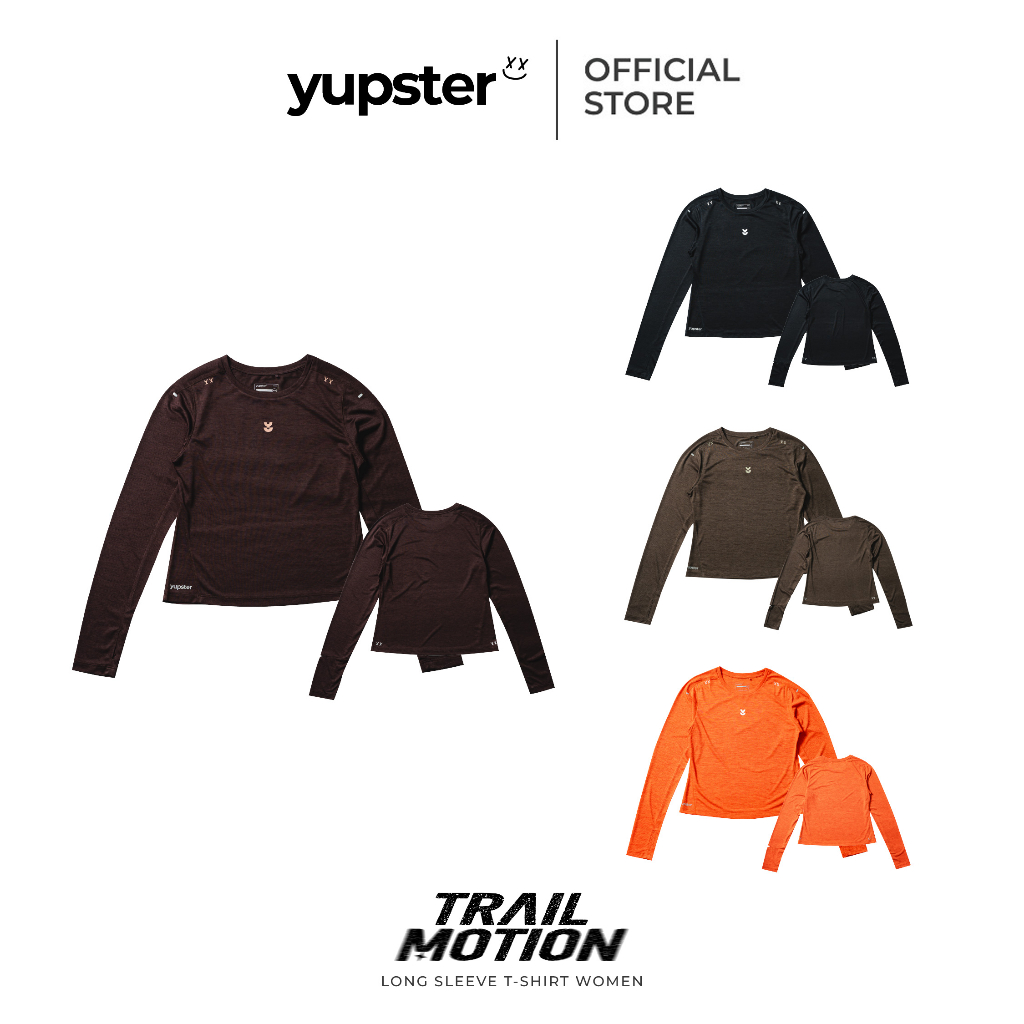 YUPSTER เสื้อวิ่งแขนยาว ผู้หญิง รุ่น [ Trail Motion ] Women Running Long Sleeves ผ้าเบา แห้งไว
