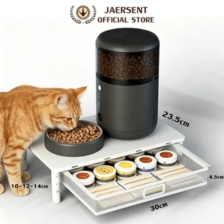 JAERSNET Raised Stand ฐานเพิ่มความสูงสำหรับเครื่องให้อาหาร ปกป้องกระดูกสันหลังของแมวของคุณ ปรับความสูงได้ มีลิ้นชัก