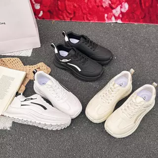 [LN9019] รองเท้ากีฬาสำหรับผู้หญิง รองเท้าลำลองสำหรับใส่ทุกวัน พื้นรองเท้าหนา สวมใส่สบาย มีไซส์ 36-42