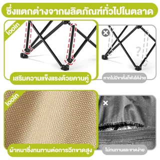 เก้าอี้แคมป์ปิ้ง พับได้ แบบพกพา พนักพิงสูง เก้าอี้สนาม 3ระดับ แถมถุงเก็บ ปรับเอนได้ ท่ออลูมิเนียมหนา รับน้ำหนัก 300KG