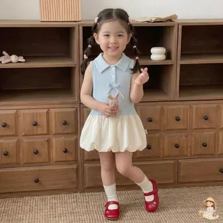 Babyonline(Y007)J3/4 (ส่งด่วน1วัน) ชุดเดรสแขนกุดประโปรงบอลลูนสำหรับเด็กผู้หญิงสุดน่ารัก