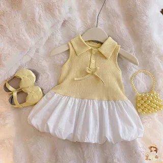 Babyonline(Y007)J3/4 (ส่งด่วน1วัน) ชุดเดรสแขนกุดประโปรงบอลลูนสำหรับเด็กผู้หญิงสุดน่ารัก